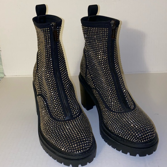 Silver Embellished Combat Boot - Picture 4 of 12
